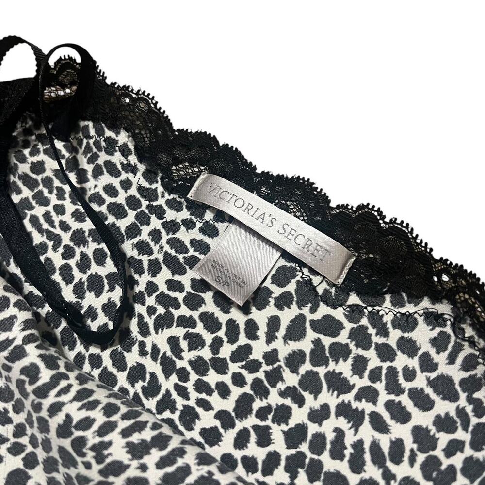 Victoria's Secret Y2K Black & Ivory Coquette Cheetah Print Lace Trim Y2K Chemise - Picture 7 of 8